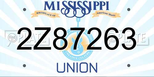 2Z87263 Mississippi License Plate