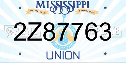2Z87763 Mississippi License Plate