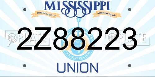 2Z88223 Mississippi License Plate