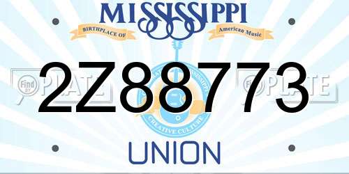 2Z88773 Mississippi License Plate
