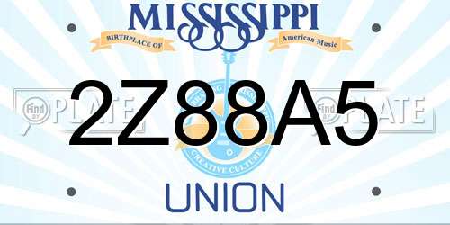 2Z88A5 Mississippi License Plate