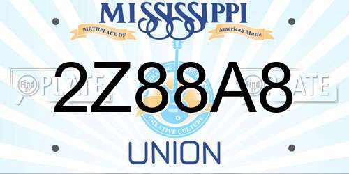 2Z88A8 Mississippi License Plate