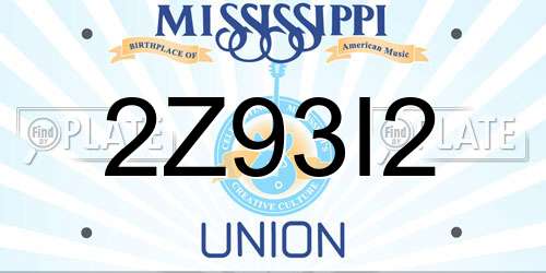 2Z93I2 Mississippi License Plate