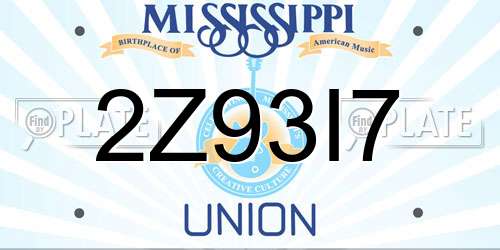 2Z93I7 Mississippi License Plate