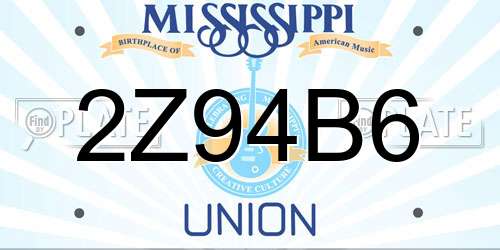 2Z94B6 Mississippi License Plate