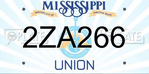2ZA266 Mississippi License Plate
