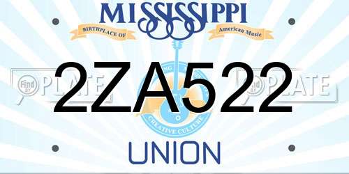 2ZA522 Mississippi License Plate