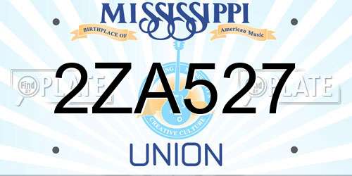 2ZA527 Mississippi License Plate