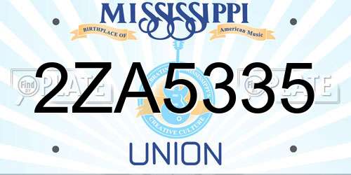 2ZA5335 Mississippi License Plate