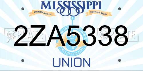 2ZA5338 Mississippi License Plate