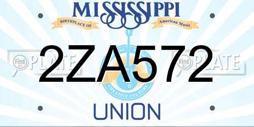 2ZA572 Mississippi License Plate