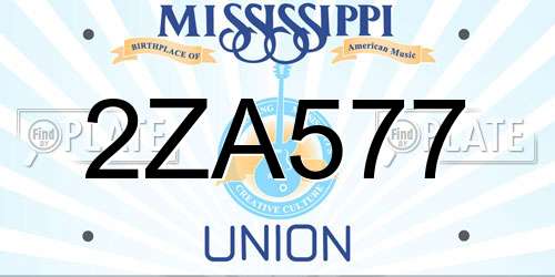 2ZA577 Mississippi License Plate