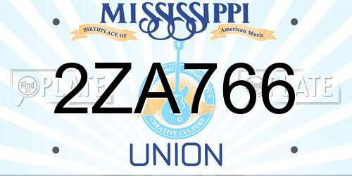 2ZA766 Mississippi License Plate