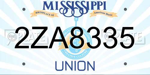 2ZA8335 Mississippi License Plate