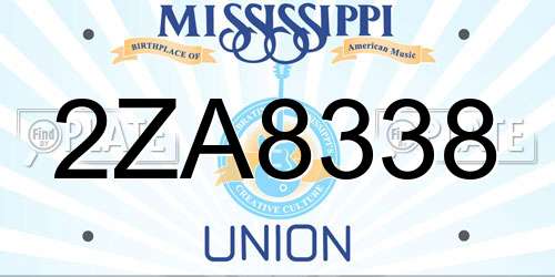 2ZA8338 Mississippi License Plate