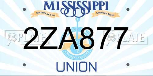 2ZA877 Mississippi License Plate