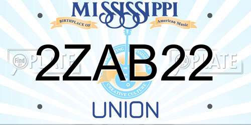 2ZAB22 Mississippi License Plate