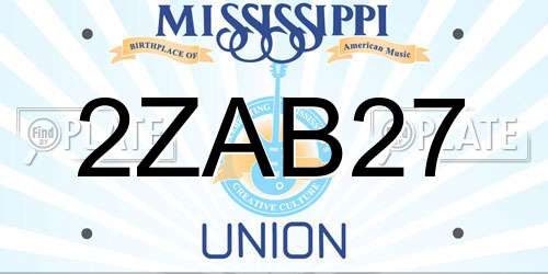 2ZAB27 Mississippi License Plate