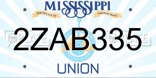 2ZAB335 Mississippi License Plate