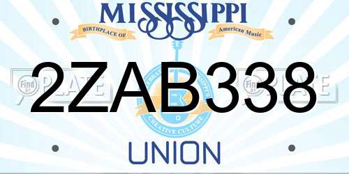 2ZAB338 Mississippi License Plate