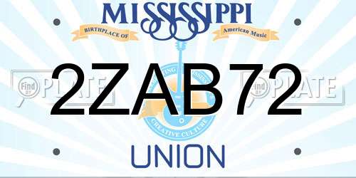 2ZAB72 Mississippi License Plate