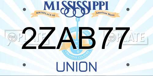 2ZAB77 Mississippi License Plate