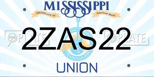 2ZAS22 Mississippi License Plate