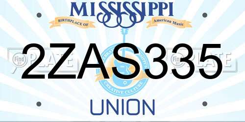 2ZAS335 Mississippi License Plate
