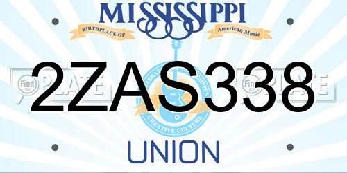 2ZAS338 Mississippi License Plate