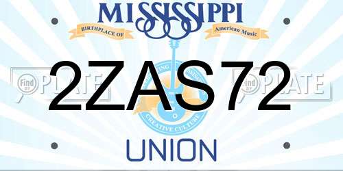 2ZAS72 Mississippi License Plate