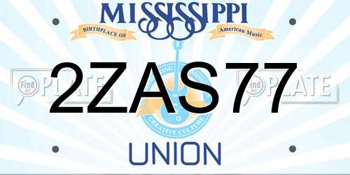 2ZAS77 Mississippi License Plate