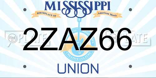 2ZAZ66 Mississippi License Plate