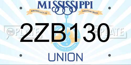 2ZB130 Mississippi License Plate