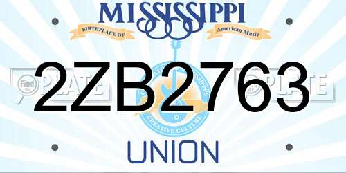 2ZB2763 Mississippi License Plate