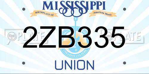 2ZB335 Mississippi License Plate