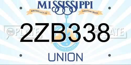 2ZB338 Mississippi License Plate