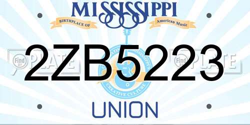 2ZB5223 Mississippi License Plate
