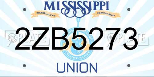 2ZB5273 Mississippi License Plate