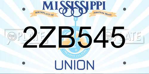 2ZB545 Mississippi License Plate