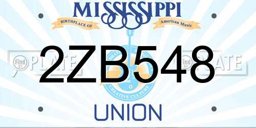 2ZB548 Mississippi License Plate