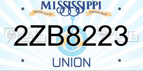 2ZB8223 Mississippi License Plate