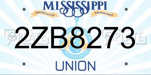 2ZB8273 Mississippi License Plate