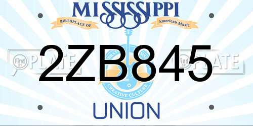 2ZB845 Mississippi License Plate
