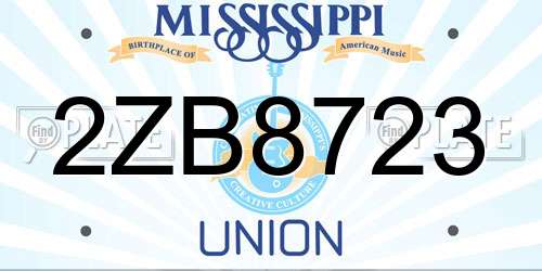 2ZB8723 Mississippi License Plate