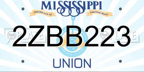 2ZBB223 Mississippi License Plate