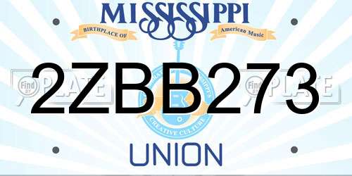 2ZBB273 Mississippi License Plate