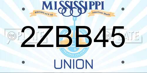 2ZBB45 Mississippi License Plate
