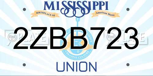 2ZBB723 Mississippi License Plate
