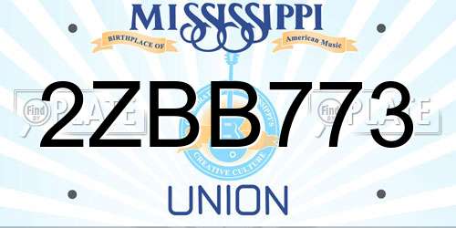 2ZBB773 Mississippi License Plate