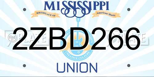 2ZBD266 Mississippi License Plate